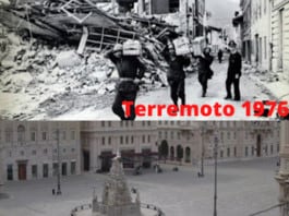 Terremoto 1976 e piazza covid-19 vuota